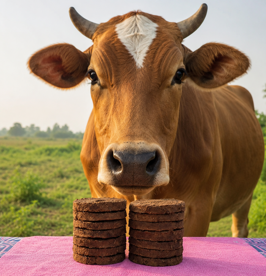 GOMAYA ORGANICS Cow Dung for Pooja,Gobar ke Upale,kande for Havan Puja(Pack of 20)
